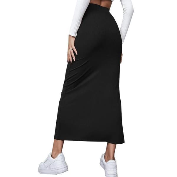High Waisted Split Thigh Knitted Long Tight Skirt XL