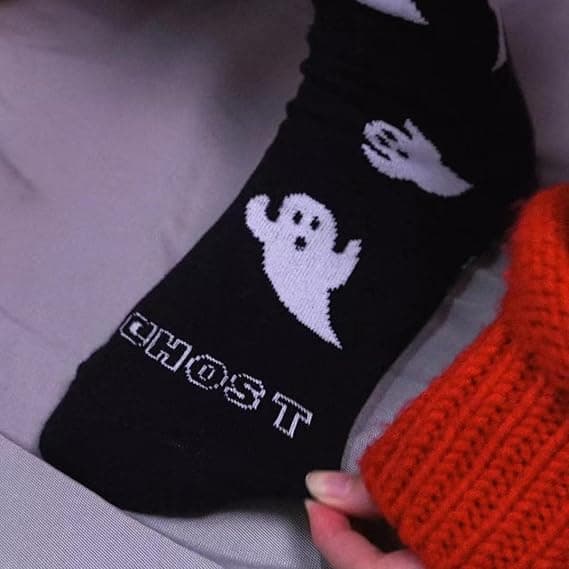 4 par elastiska damsockor med spökmönster Y2k Fairy Dark Academy Halloweensockor