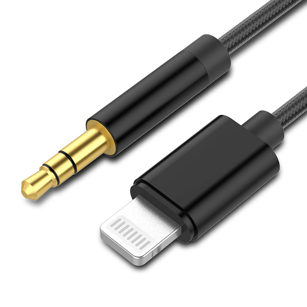 2M Lightning - AUX 3,5 mm Kaapeli/Adapteri Auto Musta 10-Pack