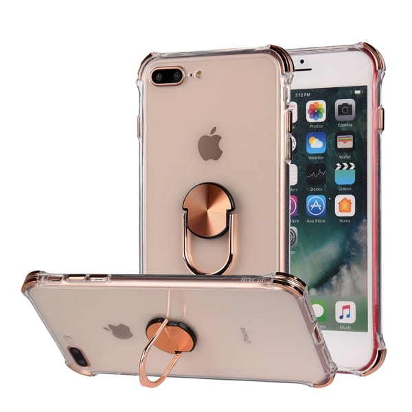 iPhone 7 Plus - Praktisk Beskyttende Skal med Ringholder Rød
