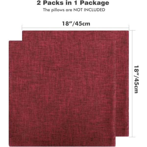 Cover 45x45cm, set med 2 mjuka fyrkantiga kuddar - vinröd