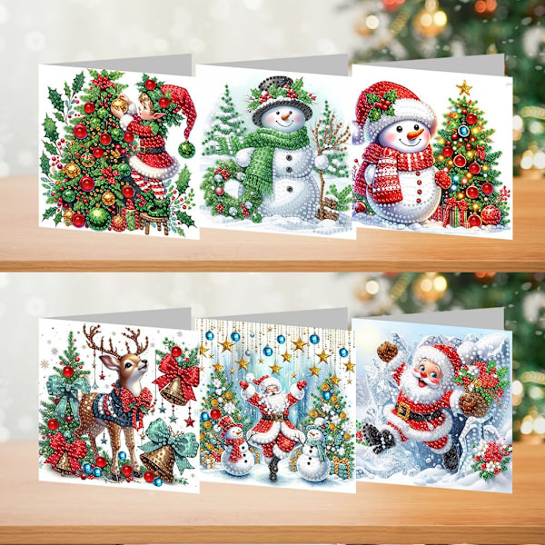 Heta erbjudanden på presentset med diamantmålning, 6 kombinationer, jultema, hälsningskort 6 combinations