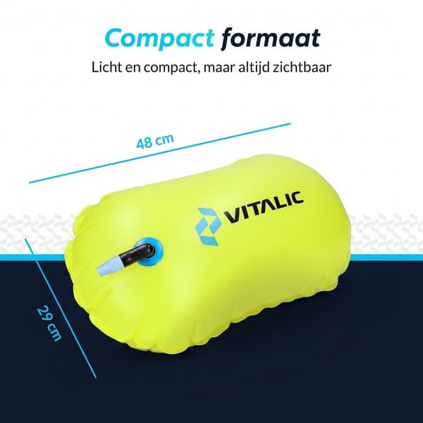 VITALIC Simboj för simning i öppet vatten, hög synlighet fluorescerande gul säkerhetsflöte med justerbart midjebälte för triathleter
