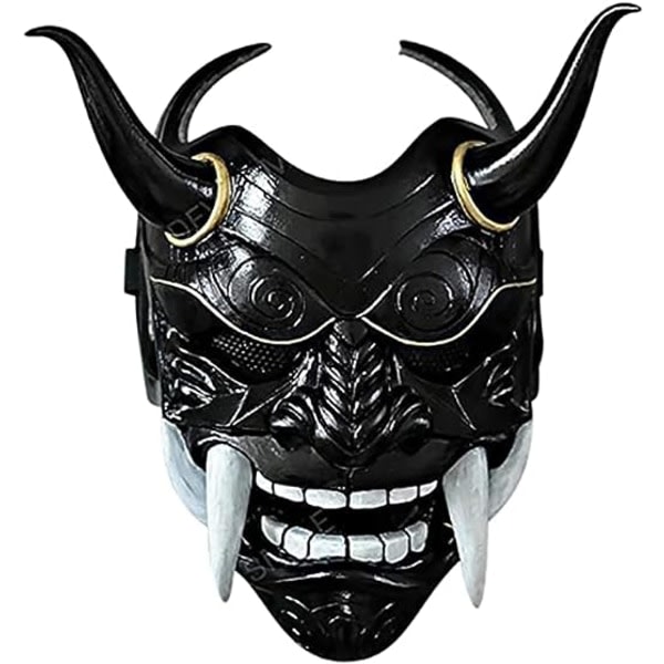 Svart Grå japansk Samurai Mask Hannya Oni Samurai latexmask, H