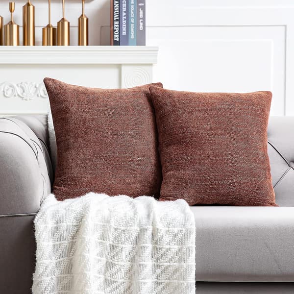 Winter Campaign, Pillowcase 18x18 inch Set of 2 Clay Rust Decorative Throw Pillow Covers Square Decorative Cushion Covers