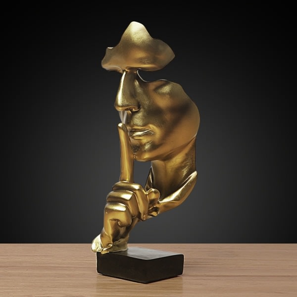 Tystnad ?r guld figur Skulptur abstrakt hantverk prydnad