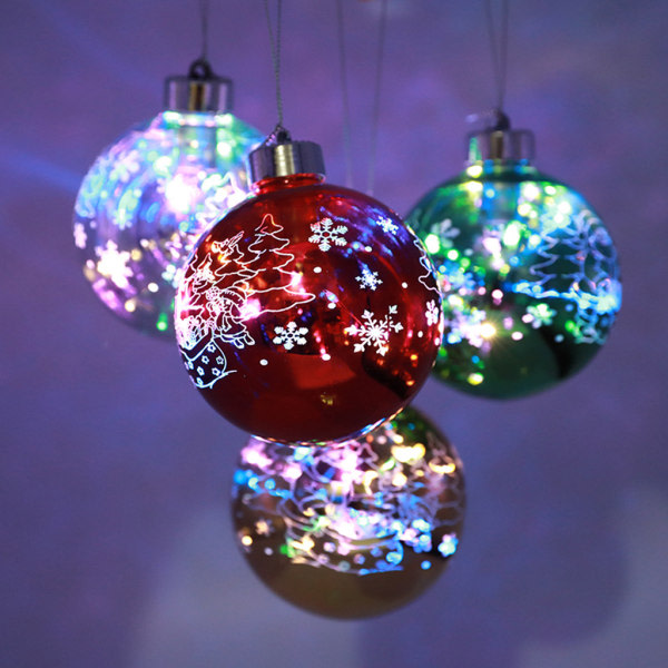 6 stk julkule med LED-lys batteri lysende Xmas henge Gull