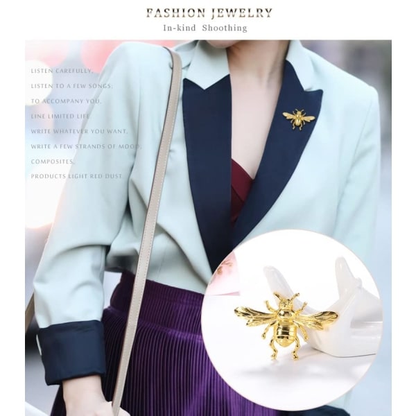 TG Honey Bee Brosch Lapel Pins för kvinnor 24K guld