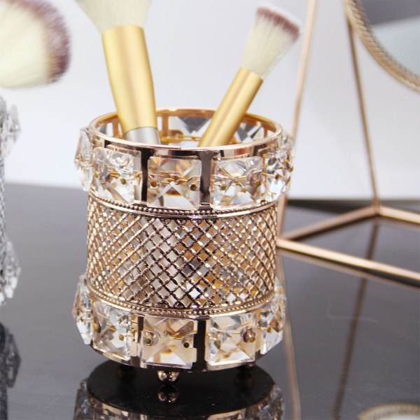 Elegant Organizer til skrivebordspenne, blyanter, makeupbørster, opbevaringsholder, skrivebordsdekorationer til soveværelset, sølv