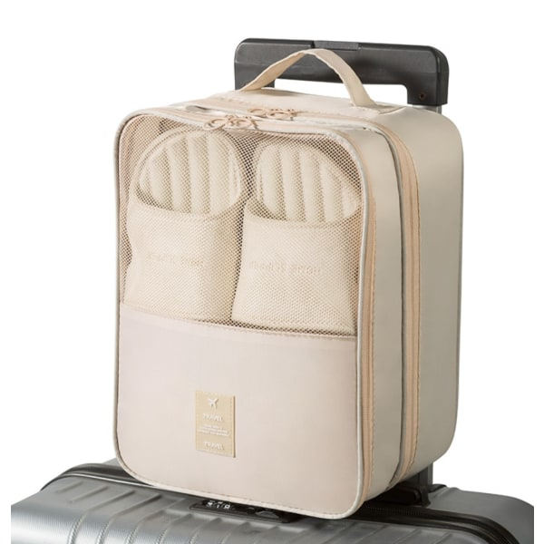Oxford-kenkälaukku kankaasta (beige) valkoinen