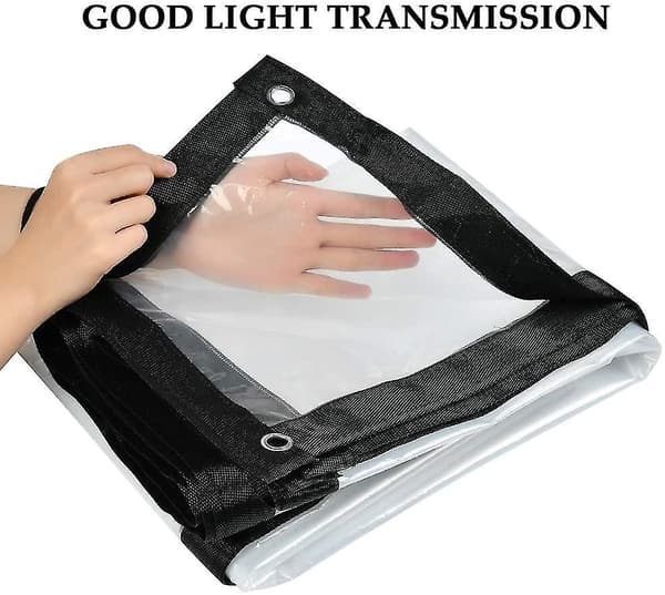 Vandtæt presenning med øjer, transparent, foldbar, 2x3m