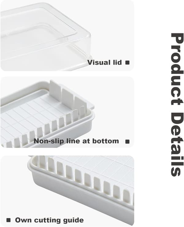 For Slicing Butter You Need A Portable Bread Storage Container, 16.5x9.5x5 cm (White)