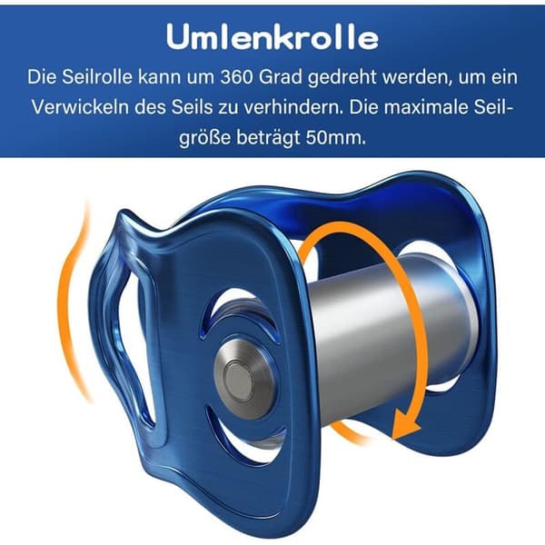 Trisse med karabinhage - Velegnet til tekstilreb op til 50 mm i diameter