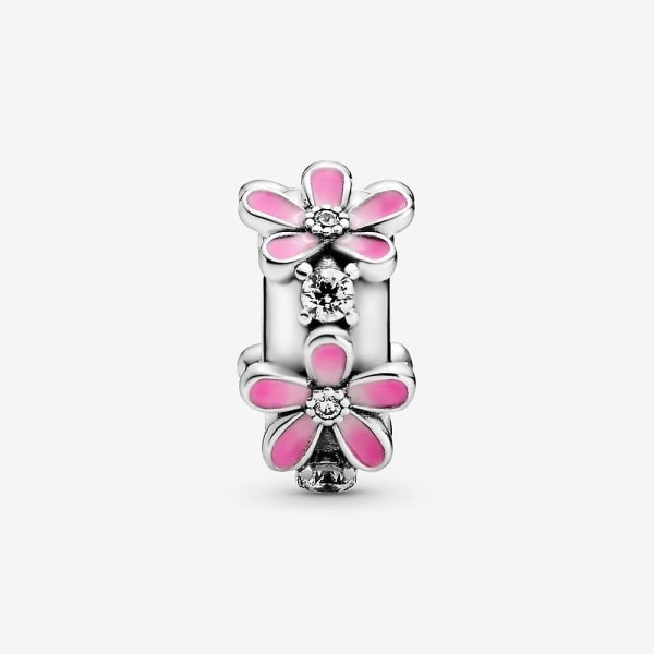 Pandora Style S925 Herre Dame Sterling Sølv Pink Daisy Clip Vedhæng