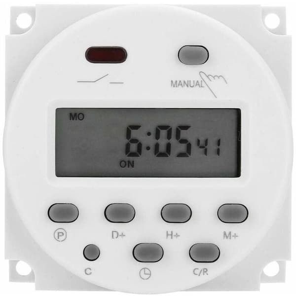 12V Mini LCD Digital Power Ugentlig Timer Relæ Switch Digital Timer Kontrol Power Timer Switch med Vandtæt Cover Hvid, af DEBUNS
