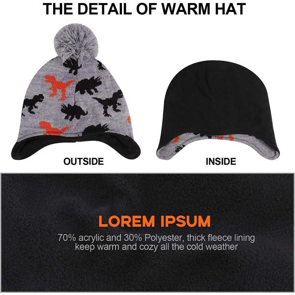 2-i-1 Barnmössa och Rund Halsduk Set, Vintervarm Tjock Fleece Foder