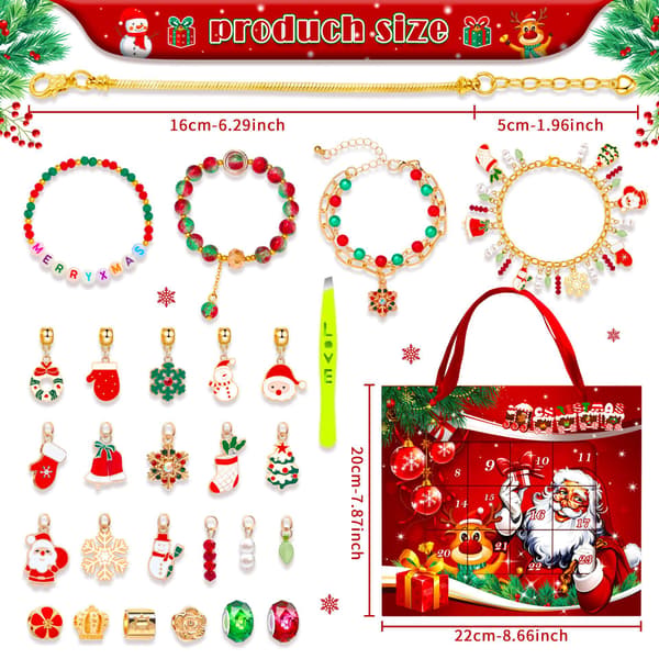 Amazon temu ny jul blindbox armband 24 advent nedräkningskalender pärlpussel presentaskuppsättning blue