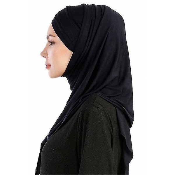 Monokrom skjerfhatt En integrert muslimsk skjerfhatt Cap Svart