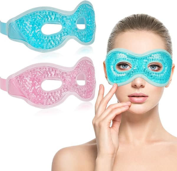 Kølende Øjenmasker, 2-pak Gelperlemasker til Migræneaflastning & Opsvulmede Øjne 2PCS