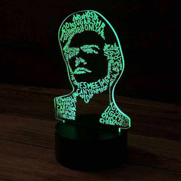 3D Harry Styles skrivebordslampe - 7 farger LED-lampesokkel med USB-berøringskontroll Roterende bleking eller rask fargemodus.