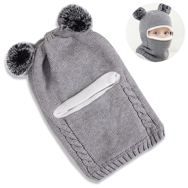 1 set Baby vintermössa-huivi, unisex toddler hattuhuivi (grå)