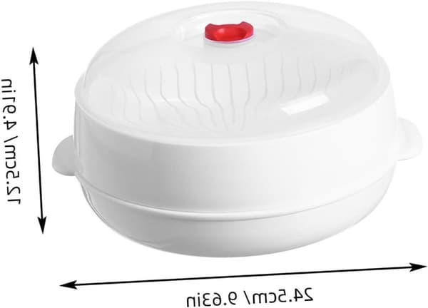 Mikrobølgeovn Grønnsaksdamper med lokk, PP Matdamper for ris, Bao Buns og sunn matlaging, Hjemmebruk, 25 x 25 x 14 cm