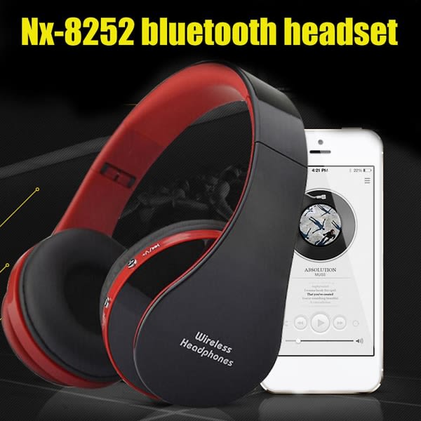 Nx-8252 trådlös stereo Bluetooth-kompatibla hörlurar Vikbara sporthörlurar kuuloke (svart)