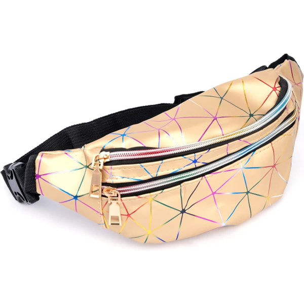 Holografisk Guld Brillante Fanny Pack Glitrende til 80'erne 90'erne Kvinder G