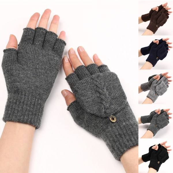 Vintervarme Mænd Dame Tykke Flip Handsker Fingerløse Handsker Halvfinger Handsker