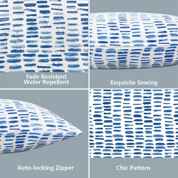 Kuddfodral för utomhus/inomhus, ENDAST fyrkantiga kuddfodral, moderna kuddfodral för soffa uteplats Soffdekoration 18 x 18, 2-pack, Pebble Blue