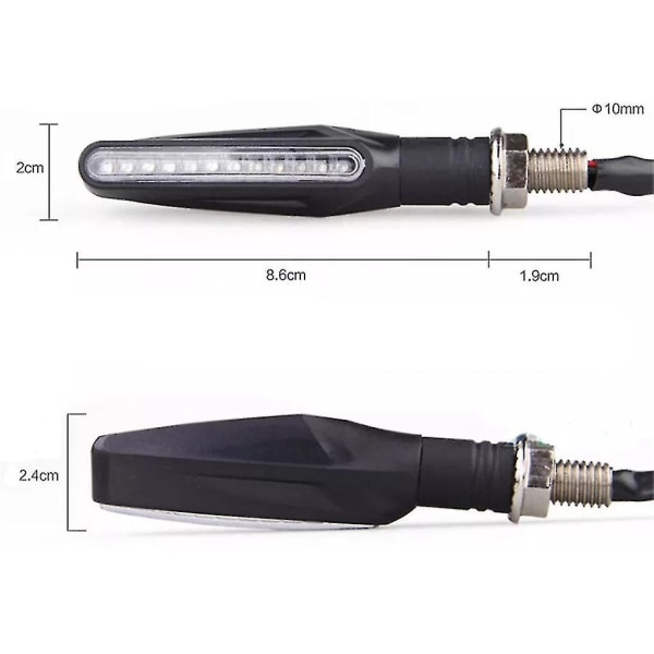 4 stk. motorcykel 12 LED blinklys Blinkende lys ravfarvet