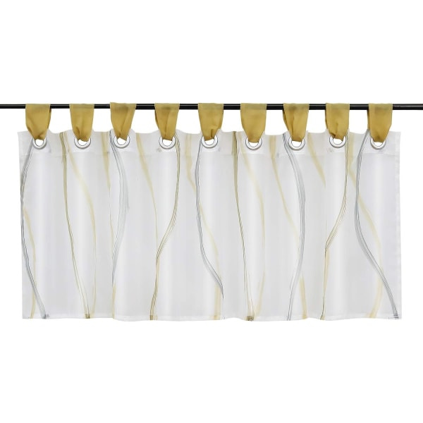 Skivgardin i transparent voile Bistrogardin med vågmönsterspännen (H/B 60/140 cm, sandfarge)