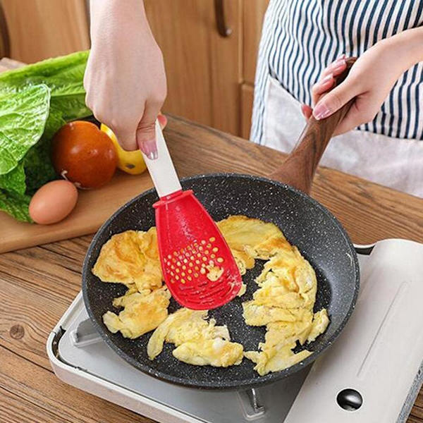 B Multifunctional Cooking Spoon Kitchen Utensil Skimmer Colander Strainer Grater Black Red