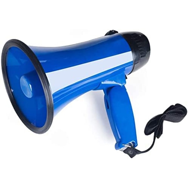 Bärbar megafon bullhorn 25 watin power megafonhögtalare röst och siren/larmlägen (blå)