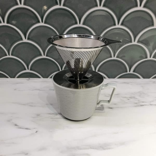 Kaffefilter i rostfritt stål, återanvändbar konkaffedroppare, Perm