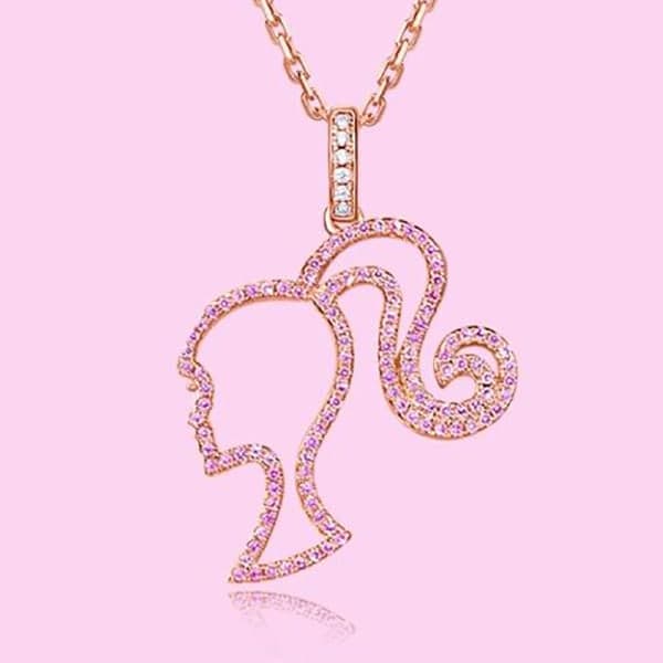 Barbie halsband hög hästsvans flicka Sterling Silver urholkat Rosröd SQBB_max
