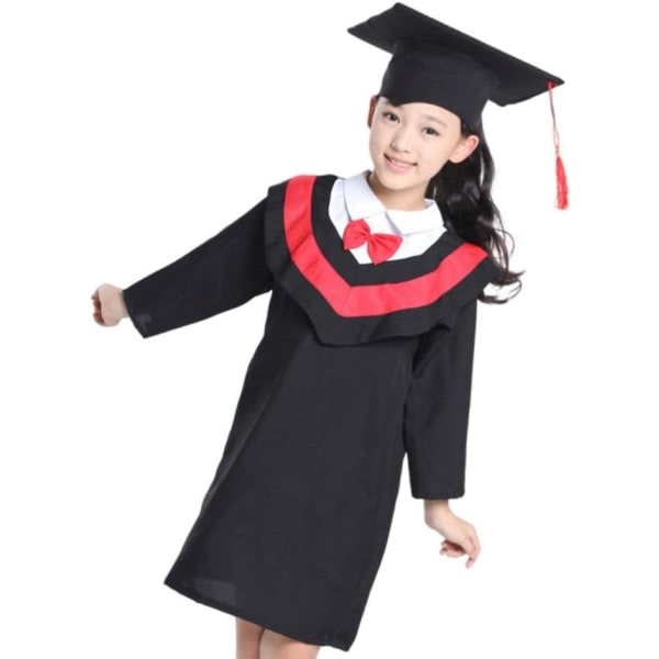 TG Avslutningsklänning för barn Förskola Børnehave Gradklänning Röd luva