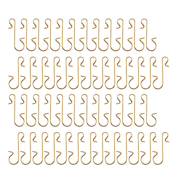 S-formede metallkroker 50 stk for juletre-kuler, hengende dekorasjoner, gull
