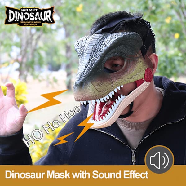 Dinomaske med lyd, hardplast, halloween dinosaurleke_yux