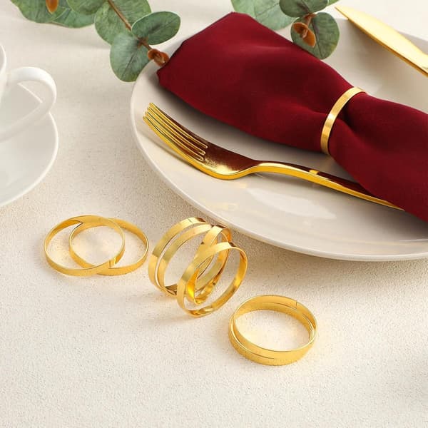 12 stk. metal servietringe guld - elegant servietring - juleservietringe - boho rund servietring guld til bryllupper - festmiddag