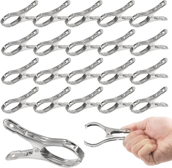 Rustfri Stålclips, 40 Stykker, Kraftige til Håndklæder, Tøj & Drivhusovertræk, Sølv 9cm