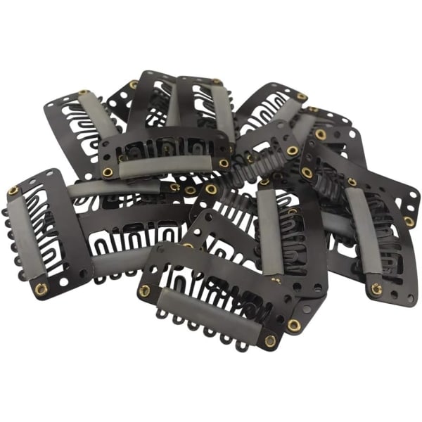 TG Metal Snap Clips hiustenpidennyksiin ja -lisäkkeisiin (32 mm, tummanruskea) (20 kpl)