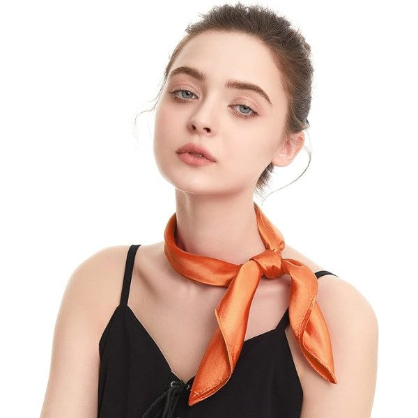 Sidenkänsla Sjal Fyrkantig Chiffong Sjal Enfärgad Bandanas Retro Scarfs för Kvinnor Hals Sjal Handväska Sjal