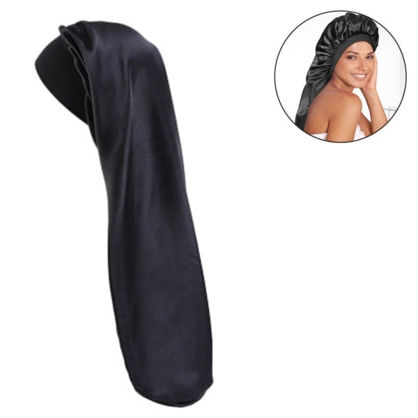 TG Sleepyhead Damer Extra Lång Satin Bonnet Nattmössa Huvudbonader Svart
