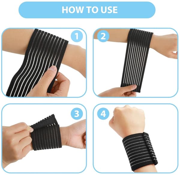 2-pack handledsstöd, andningsbart justerbart elastiskt handledsskydd i nylon för smärtlindring vid artrit och seninflammation, svart