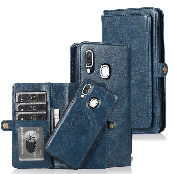 TG Elegant Dubbelfunktions Plånboksfodral - Samsung Galaxy A40 Mörkblå