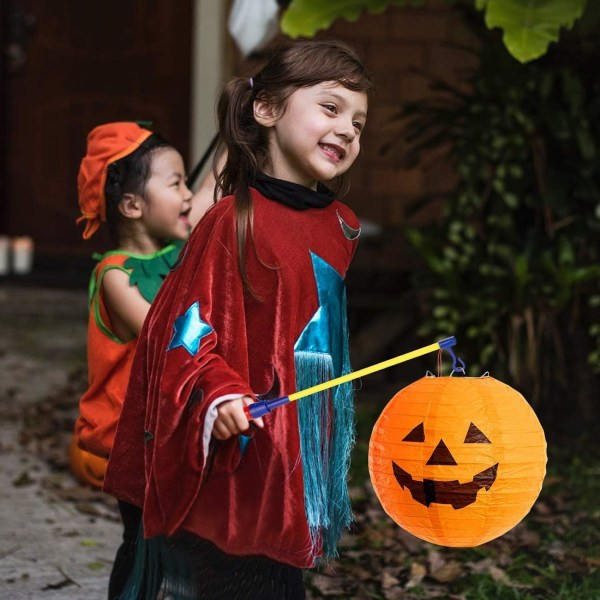 Set med 6 lyktstavar med elektroniskt LED-ljus för Sankt Martin, Halloween, barnfödelsedagar, fester, lyktaparader och fester, 39 cm