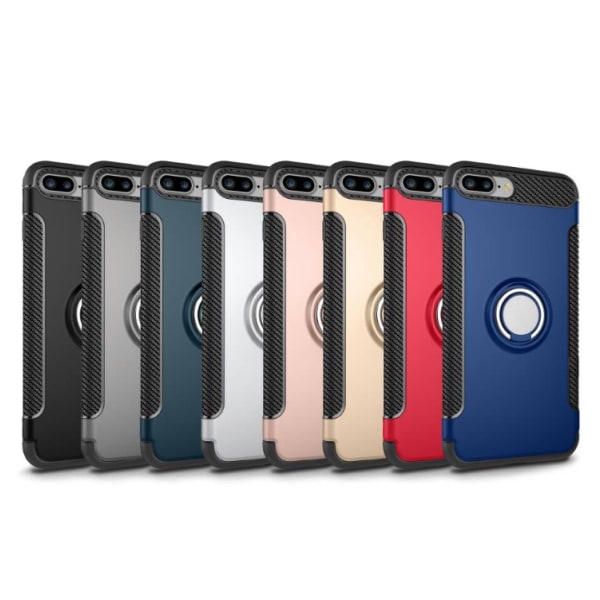 TG iPhone 6/6S - FLOVEMES HYBRID Kolfiberfodral med Ringhållare Röd