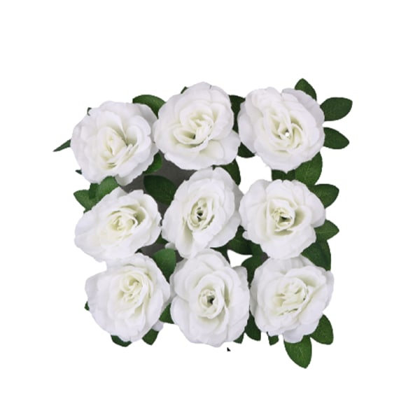 9 stk vakre kunstige blomster i stoff for bryllupsdekorasjon