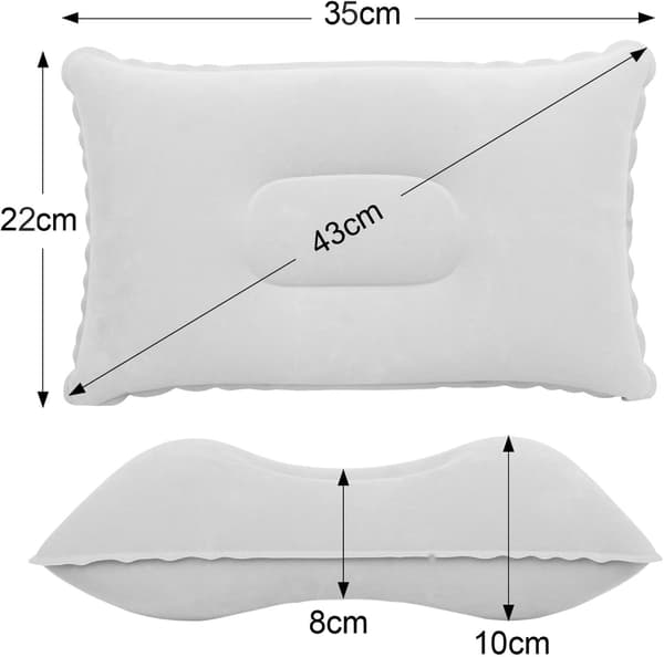 Uppblåsbar resekudde 2-pack ultralätt vattenresistent mjuk flockad campingfiske utomhusbruk grå Grey